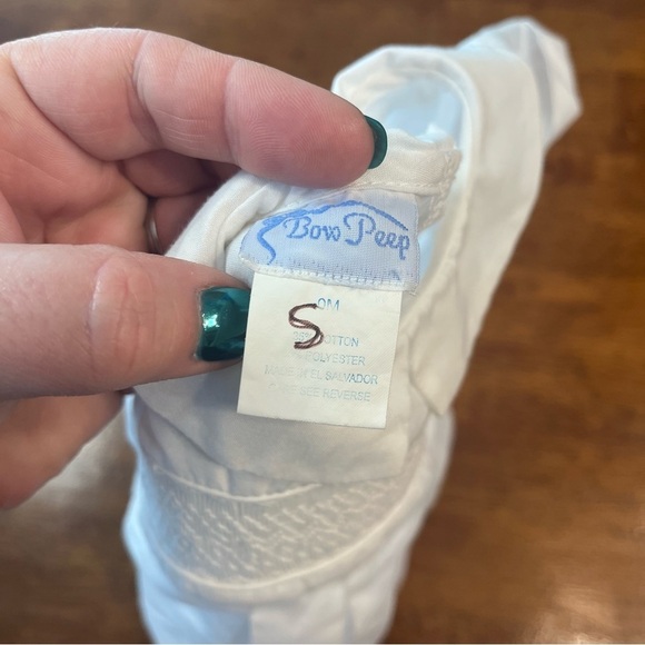 Bow Peep Heirloom smocked white cotton blend bubble size 0M - Picture 3 of 6